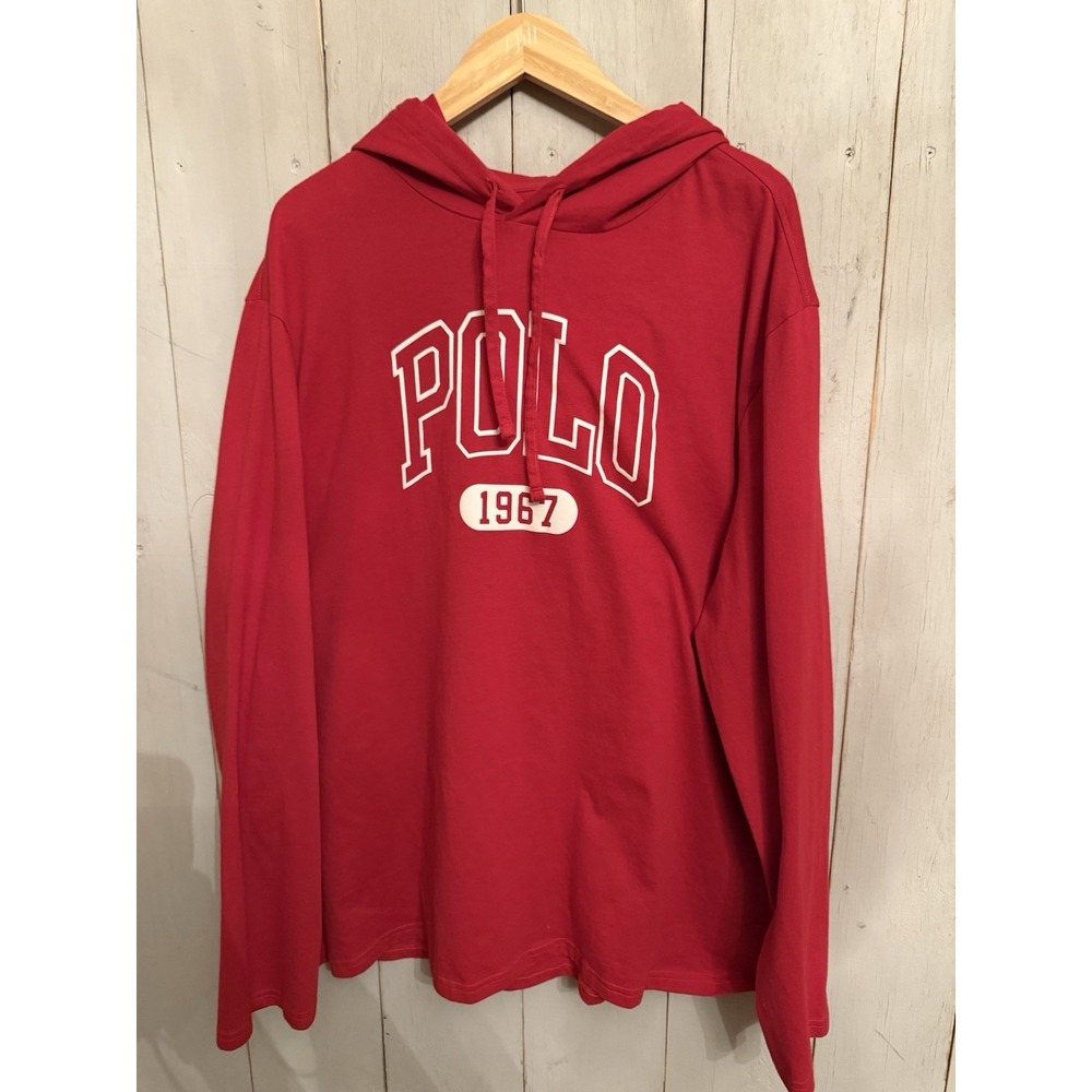 Polo Ralph Lauren XXL Shirt Red POLO 1967 Summerweight Hoodie Spell out